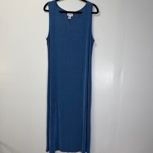 Chicos Travelers Dress XL Maxi Sleeveless Side Slits Slinking Stretch